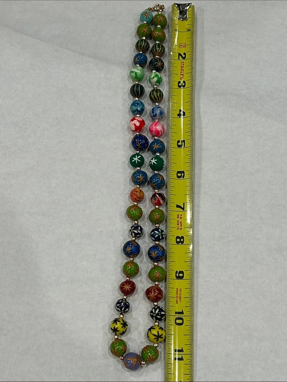 Vintage Multicolor Floral neon glow in the dark 80s party Bead boho 22” Necklace